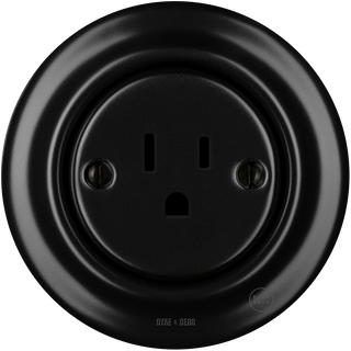 PORCELAIN WALL SOCKET MATT BLACK USA 15 AMP - DYKE & DEAN