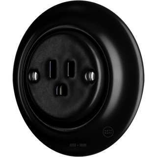 PORCELAIN WALL SOCKET MATT BLACK USA 15 AMP - DYKE & DEAN