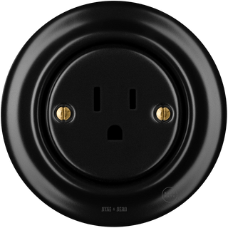 PORCELAIN WALL SOCKET MATT BLACK USA 15 AMP - DYKE & DEAN