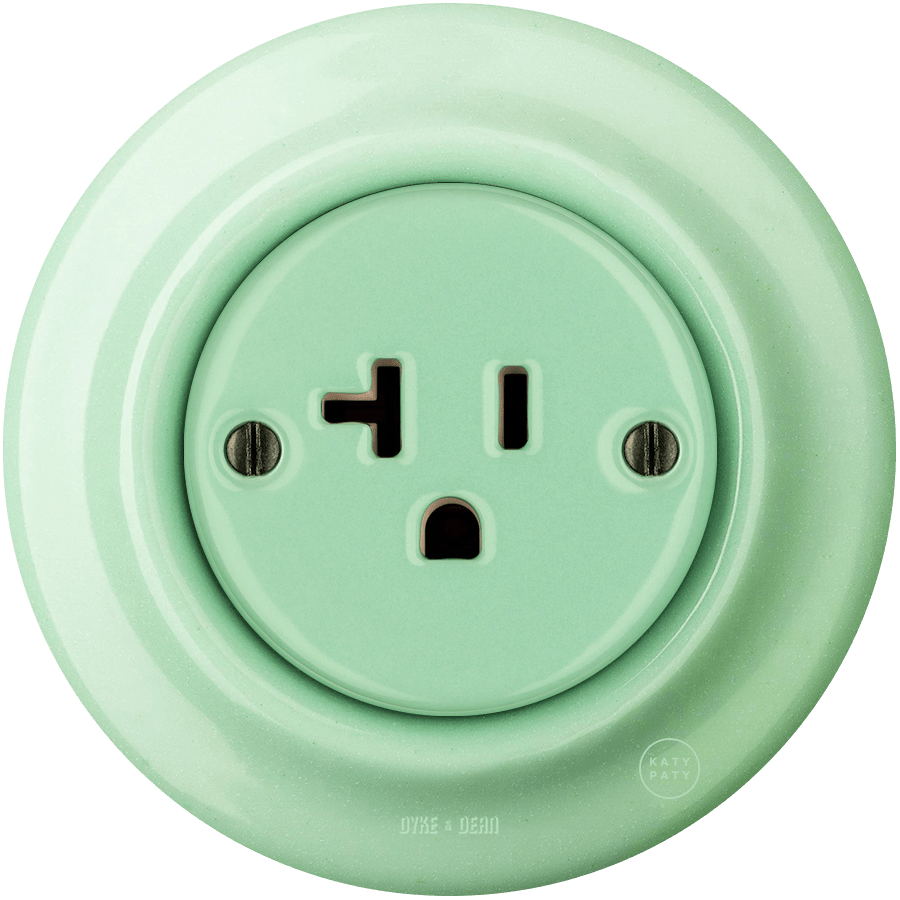 PORCELAIN WALL SOCKET MINT USA 20 AMP - DYKE & DEAN