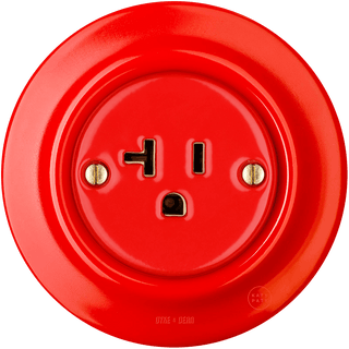 PORCELAIN WALL SOCKET RED USA 20 AMP - DYKE & DEAN