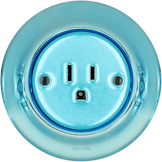 PORCELAIN WALL SOCKET SKY BLUE USA 15 AMP - DYKE & DEAN