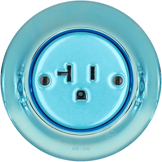 PORCELAIN WALL SOCKET SKY BLUE USA 20 AMP - DYKE & DEAN