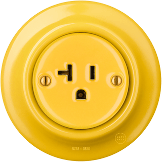 PORCELAIN WALL SOCKET YELLOW USA 20 AMP - DYKE & DEAN