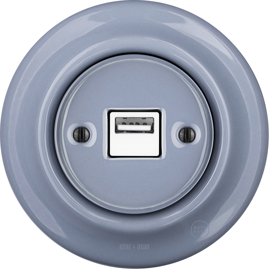 PORCELAIN WALL USB CHARGER ASH GREY - DYKE & DEAN