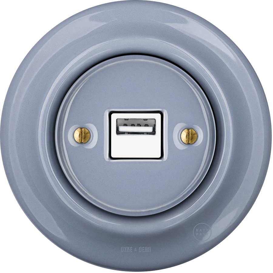 PORCELAIN WALL USB CHARGER ASH GREY - DYKE & DEAN