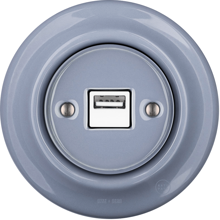 PORCELAIN WALL USB CHARGER ASH GREY - DYKE & DEAN