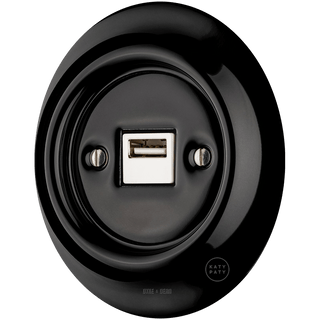 PORCELAIN WALL USB CHARGER BLACK - DYKE & DEAN