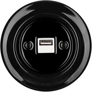 PORCELAIN WALL USB CHARGER BLACK - DYKE & DEAN