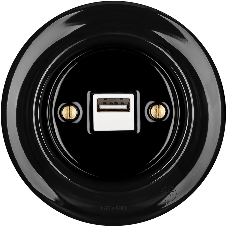 PORCELAIN WALL USB CHARGER BLACK - DYKE & DEAN