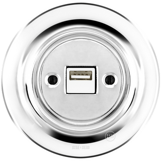 PORCELAIN WALL USB CHARGER CHROME - DYKE & DEAN