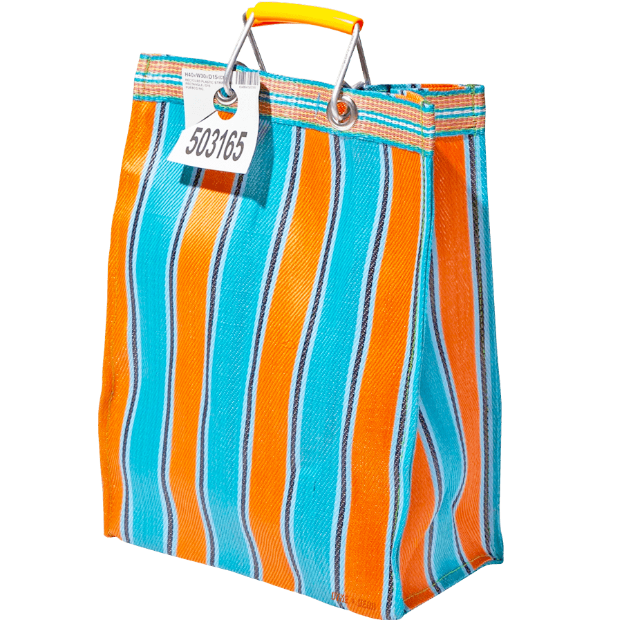 RECYCLED PLASTIC STRIPE BAG ORANGE & BLUE - DYKE & DEAN