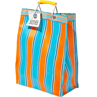 RECYCLED PLASTIC STRIPE BAG ORANGE & BLUE - DYKE & DEAN