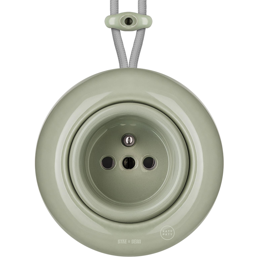 SURFACE PORCELAIN WALL SOCKET GREY GREEN - PORCELAIN WALL SOCKETS - DYKE & DEAN  - Homewares | Lighting | Modern Home Furnishings