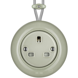 SURFACE PORCELAIN WALL SOCKET GREY GREEN UK - PORCELAIN WALL SOCKETS - DYKE & DEAN  - Homewares | Lighting | Modern Home Furnishings