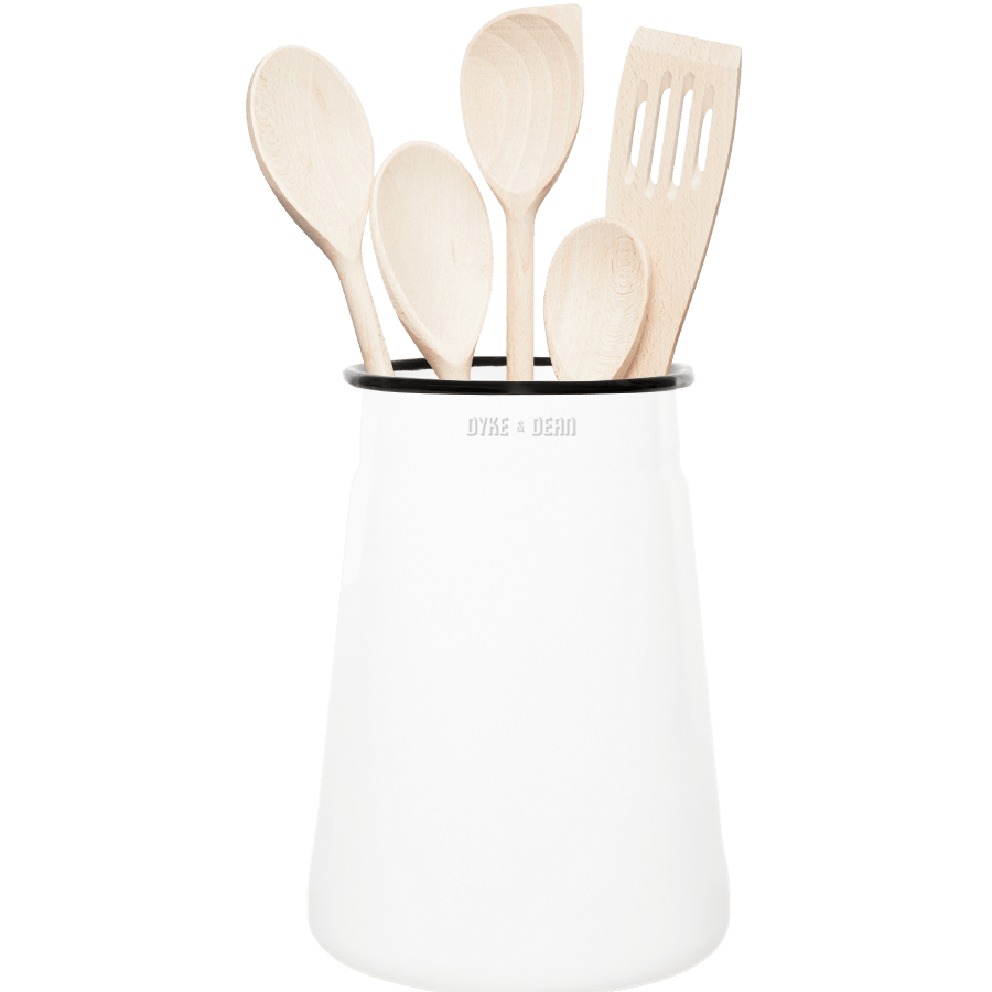 WHITE ENAMEL UTENSIL POT - DYKE & DEAN