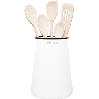 WHITE ENAMEL UTENSIL POT - DYKE & DEAN