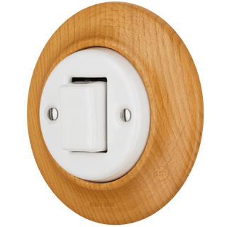 WOODEN PORCELAIN WALL LIGHT SWITCH FUGAS FAT BUTTON - DYKE & DEAN